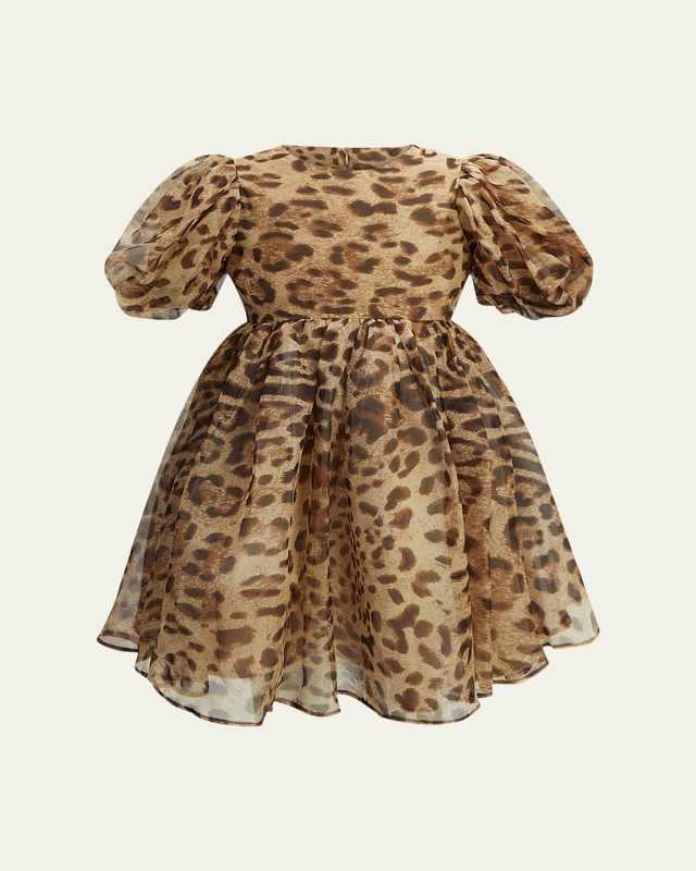 Girl's Juliet Puff-Sleeve Tulle Mini Dress, Size 4-16